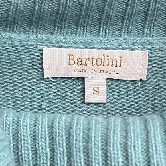 Bartolini Women’s Small Teal Cashmere Wool Blend Cowl Neck Popover Sweater - Picture 4 of 7